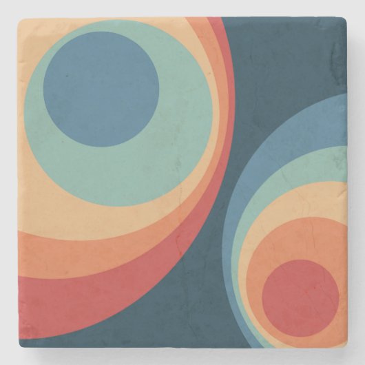 Colorful retro cirkels design stenen onderzetter (Voorkant)