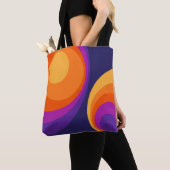 Colorful retro cirkels design tote bag (Dichtbij)