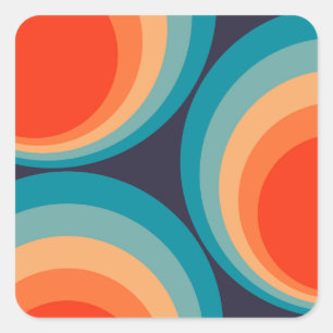 Colorful retro cirkels design vierkante sticker
