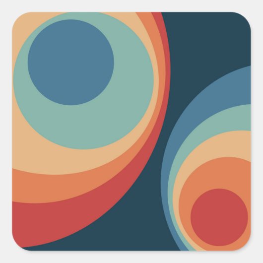 Colorful retro cirkels design vierkante sticker (Voorkant)