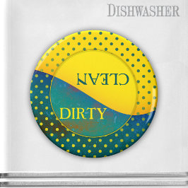 Colorful Retro Clean Dirty Dishwaser Magnet