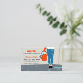 Colorful Retro Cleaning Service Visitekaartje (Staand voorkant)