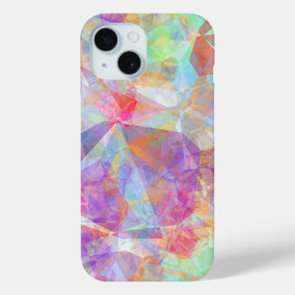 Colorful Retro Cool Polygon Mosaic Art Patroon iPhone 15 Case