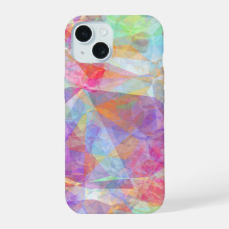 Colorful Retro Cool Polygon Mosaic Art Patroon iPhone 15 Case