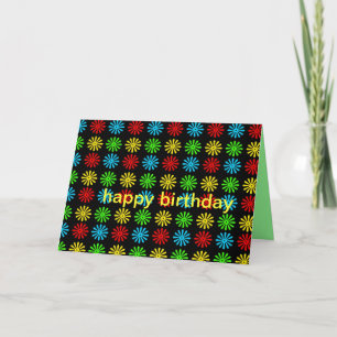 Colorful Retro Daisy Birthday Kaart