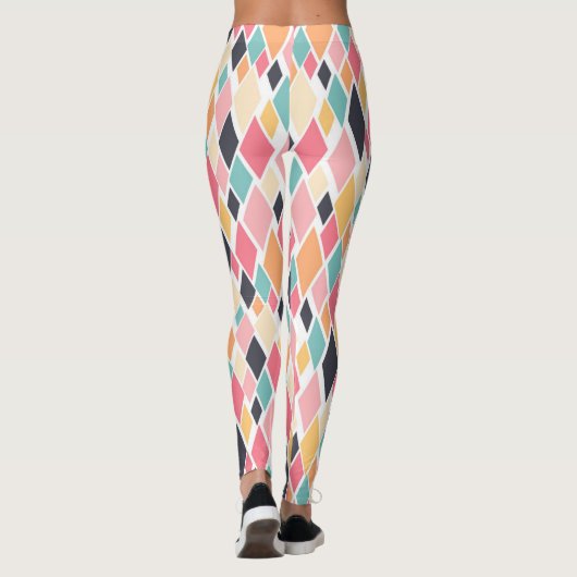 Colorful Retro Diamond Pattern Leggings (Achterkant)