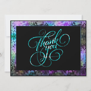 Colorful Retro Disco Glitter Dank je wel Kaart