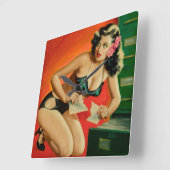 Colorful Retro Femme Fatale Wall klok (Hoek)
