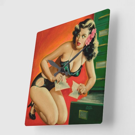 Colorful Retro Femme Fatale Wall klok (Hoek)