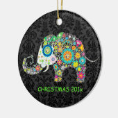 Colorful Retro Floral Elephant Illustratie Keramisch Ornament (Links)