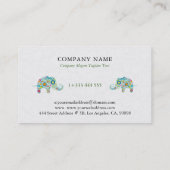 Colorful Retro Floral Elephant Illustratie Visitekaartje (Achterkant)