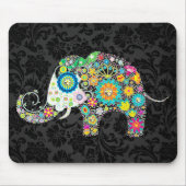 Colorful Retro Floral Elephant Muismat (Voorkant)