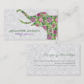 Colorful Retro Floral Elephant Visitekaartje (Voorkant / Achterkant)