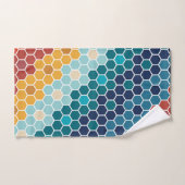 Colorful Retro Floral Mosaic Hexagon Pattern Bad Handdoek (Handdoek)