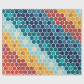 Colorful Retro Floral Mosaic Hexagon Pattern Cadeaupapier (Vlak)