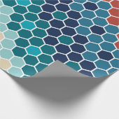 Colorful Retro Floral Mosaic Hexagon Pattern Cadeaupapier (Hoek)