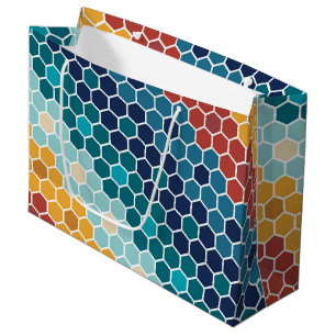 Colorful Retro Floral Mosaic Hexagon Pattern Groot Cadeauzakje