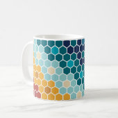 Colorful Retro Floral Mosaic Hexagon Pattern Koffiemok (Voorkant links)