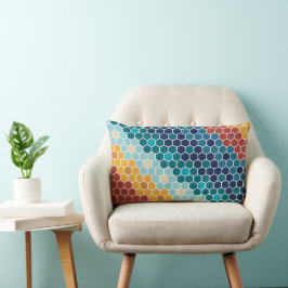 Colorful Retro Floral Mosaic Hexagon Pattern Kussen