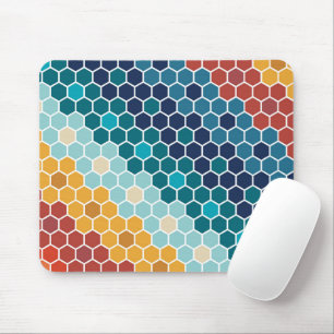 Colorful Retro Floral Mosaic Hexagon Pattern Muismat