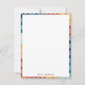 Colorful Retro Floral Mosaic Hexagon Pattern Notitiekaartje (Voorkant)