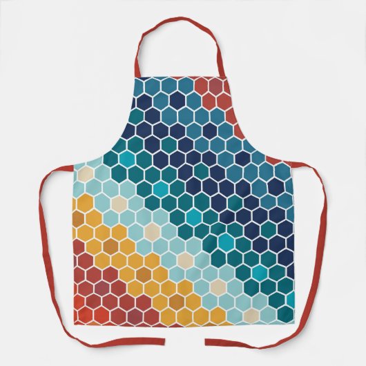 Colorful Retro Floral Mosaic Hexagon Pattern Schort (Voorkant)