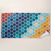 Colorful Retro Floral Mosaic Hexagon Pattern Strandlaken (Voorkant)