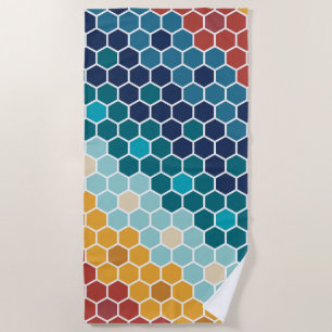 Colorful Retro Floral Mosaic Hexagon Pattern Strandlaken