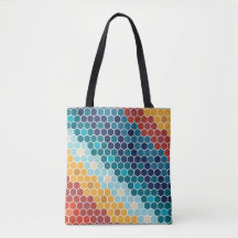 Colorful Retro Floral Mosaic Hexagon Pattern