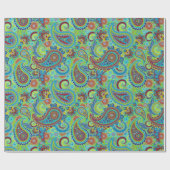 Colorful Retro Floral Paisley Pattern Cadeaupapier (Vlak)