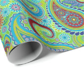 Colorful Retro Floral Paisley Pattern Cadeaupapier (Rol Hoek)