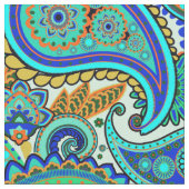 Colorful Retro Floral Paisley Pattern Stof (Close Up)