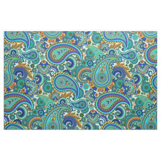 Colorful Retro Floral Paisley Pattern Stof (Fat Quarter)