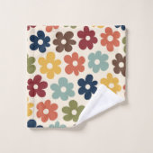 Colorful Retro Floral Pattern Bad Handdoek (Wasdoekje)