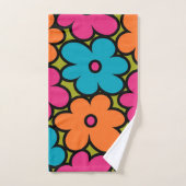 Colorful Retro Floral Pattern Bad Handdoek (Handdoek)
