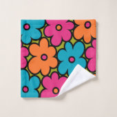 Colorful Retro Floral Pattern Bad Handdoek (Wasdoekje)