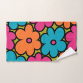 Colorful Retro Floral Pattern Bad Handdoek (Handdoek)