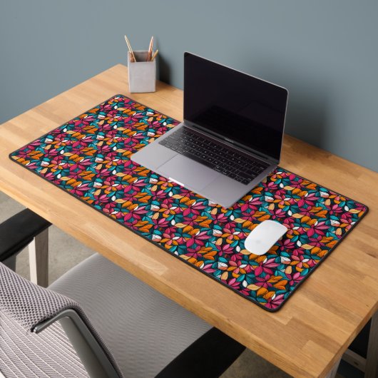 Colorful Retro Floral Pattern Bureaumat (Kantoor 2)