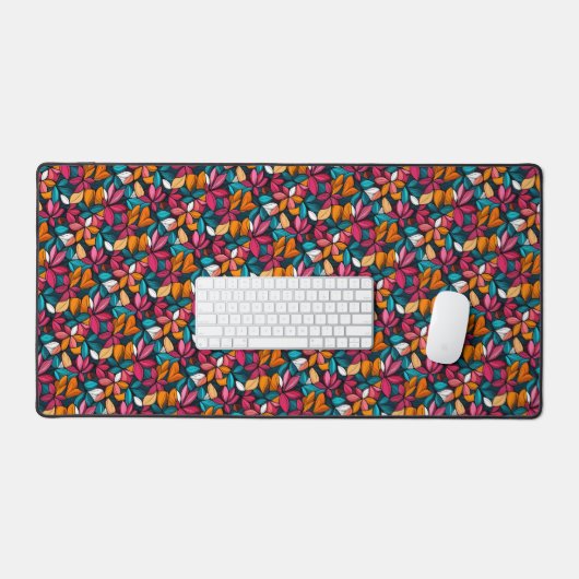 Colorful Retro Floral Pattern Bureaumat (Keyboard & Muis)