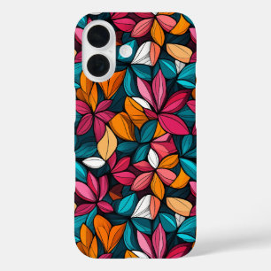 Colorful Retro Floral Pattern iPhone 16 Hoesje