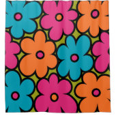 Colorful Retro Floral Pattern Douchegordijn (Voorkant)