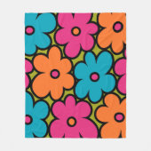 Colorful Retro Floral Pattern Fleece Deken (Voorkant)