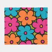 Colorful Retro Floral Pattern Fleece Deken (Voorkant (Horizontaal))