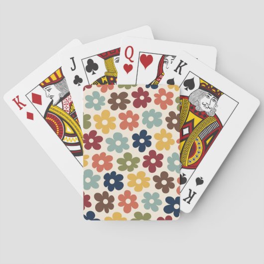 Colorful Retro Floral Pattern Pokerkaarten (Achterkant)