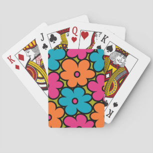 Colorful Retro Floral Pattern Pokerkaarten