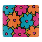 Colorful Retro Floral Pattern Snijplank (Voorkant)