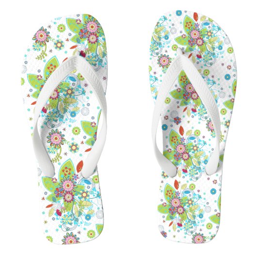Colorful Retro Floral Pattern Teenslippers (Voetbed)