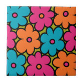 Colorful Retro Floral Pattern Tegeltje (Voorkant)
