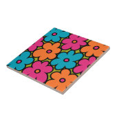 Colorful Retro Floral Pattern Tegeltje (Zijkant)