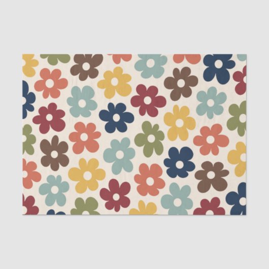 Colorful Retro Floral Pattern Tissuepapier (Voorkant)